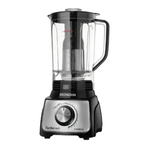 Liquidificador Mondial Turbo Inox L-1100 BI Preto com Filtro 12 Velocidades 1100W