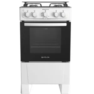 Fogão 4 Bocas Atlas Inox Branco Mônaco Plus