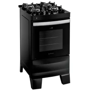 Fogão 4 Bocas Atlas Preto Mesa Vidro Glass Agile UP